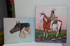 lot 636 image: Indian Canvas Paintings (2)