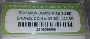 lot 712 image: Roman Widows Mite Size D Bronze Coin c. 50 BC 400 AD