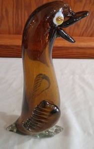 Solid Glass Penguin, Bird. 11 Inches.
