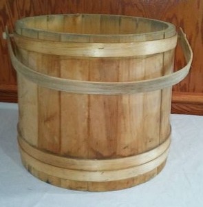 Wood Bucket With Handle Vintage.