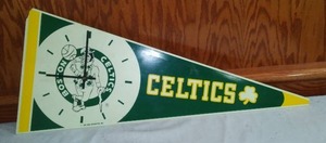 Boston Celtics Clock On Pennant.