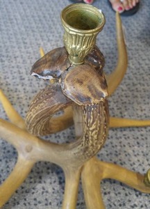 Hand Crafted Deer Horn Candle Holder.
