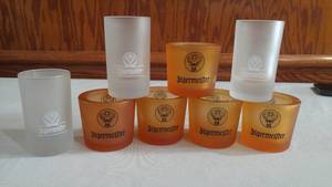 Jgermeister Candle Holders And Shot Glasses.