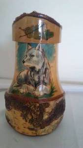 Wood Decorative Pitcher And Statue.
