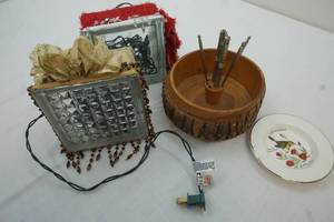 lot 223 image: Vintage Nut Cracker, Light Glass Boxes