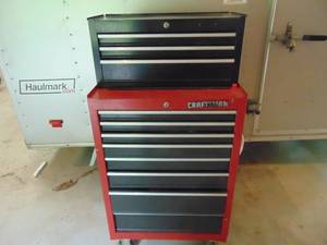 lot 11 image: 3 Drawer Tool Box with7 Drawer Craftsman Base and Contents