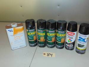 lot 84 image: Mixed Lot of Spray PaintUrethane and Mineral Spirits