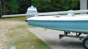 lot 1 image: Flying Scot Sailboat (Dingy) with Johnson 3HP Motor and Trailer