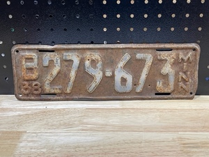 1938 License Plate