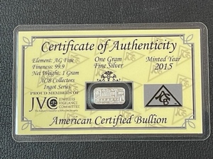 1 Gram .999 Fine Silver Bar