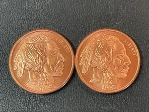 2 - 1 Ounce .999 Fine Copper Rounds