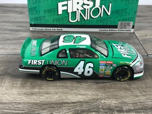 lot 37 image: 1997 Nascar Action Wally Dallenbach #46 Monte Carlo  First Union 124 scale die cast stock car bank