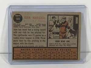 lot 113 image: 1962 Topps Juan Marichal Baseball Card #505