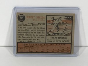lot 114 image: 1962 Topps Whitey Herzog Baseball Card #513
