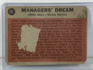 lot 117 image: 1962 Topps Mickey Mantle & Willie Mays Managers Dream Baseball Card #18