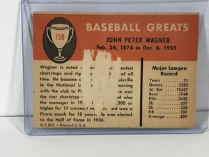 lot 121 image: 1961 Fleer Baseball Card Honus Wagner #150