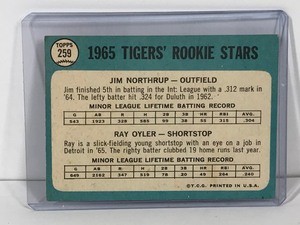lot 124 image: 1965 Topps Tigers Rookie Stars Jim Northrup & Ray Oyler Baseball Card #259