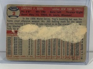 lot 129 image: 1957 Topps Yogi Berra Baseball Card #2