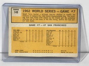 lot 131 image: 1963 Topps World Series Game #7 Yanks Celebrate as Terry Wins Baseball Card #148