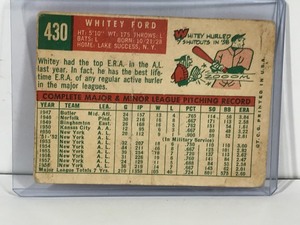 lot 148 image: 1959 Topps Baseball Card Whitey Ford #430