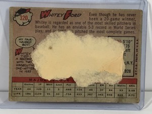 lot 149 image: 1958 Topps Baseball Card Whitey Ford #320