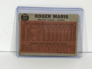 lot 153 image: 1962 Topps Baseball Card Roger Maris Blasts 61st #313
