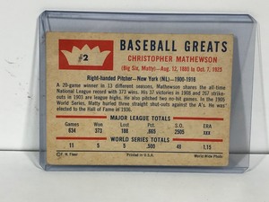 lot 156 image: 1960 Fleer Baseball Card Cristy Mathewson #2