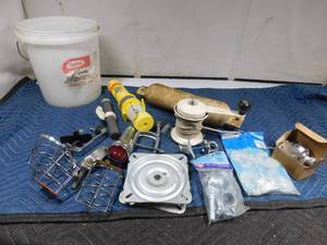 lot 258 image: Bucket of boat parts and more