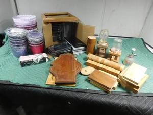 lot 379 image: 2 homemade gumball machines, electric scissors, craft supplies and more