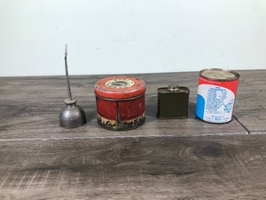 lot 546 image: Vintage cans - oil  rifle bore cleaner  hand soap