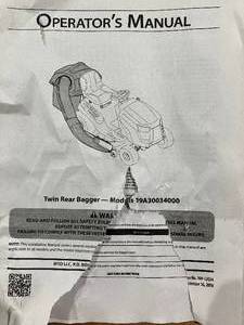 lot 58 image: MTD Rear Twin Bagger for Riding Mowers