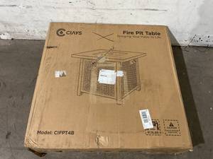 lot 12 image: Ciays Propane Fire Pits Table 32 Inch Outdoor Gas Fire Pit, 50,000 BTU Steel Fire Table with Lid and Lava Rock
