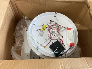 lot 114 image: White Flower Ceiling Fan with LED Lights