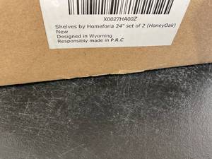 lot 128 image: Homeforia Rustic Honey Oak Set of 2 Floating Shelves