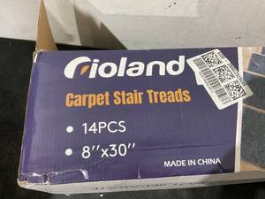 lot 135 image: RIOLAND 14 Pack Indoor 8 x 30 Inch Grey Non-Slip Stair Treads