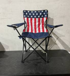 lot 144 image: Eternal Living American Flag Camping Chair with Cupholder