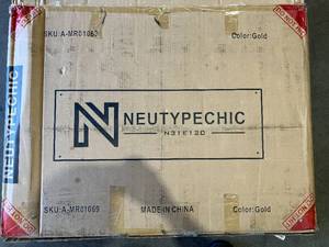 lot 96 image: NeuType 23 x 32 inch Brushed Gold Round Corner Rectangular Wall Mirror