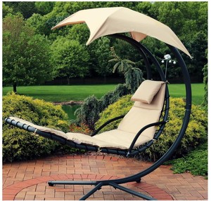 lot 120 image: Sunnydaze Outdoor Hanging Lounge Chair Replacement Cushion and Umbrella Fabric - Beige