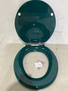 lot 179 image: Angel Shield Dark Green Quiet-Close Quick-Release Toilet Seat with Zinc Alloy Hinges
