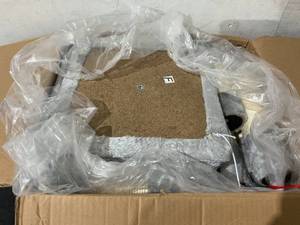 lot 204 image: Heybly 50 Inch Light Grey Carpeted Multi-Level Cat Tree Condo with Feeding Bowl