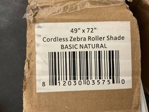 lot 219 image: ShadesU 49 x 72 Inch Zebra Roller Blinds in Basic Natural