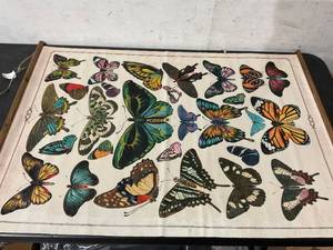 lot 229 image: SOFFEE DESIGN Flax Wood Hanger Frame Vintage Butterfly Wall Hanging
