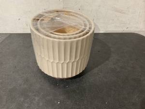 lot 231 image: Fengson Set of 3 Large Tan Ceramic Plant Pots with Drainage Holes