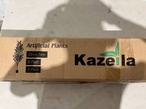 lot 264 image: Kazeila 6 ft. Artificial Silk Olive Tree with Natural Wood Trunk and Lifelike Fruits