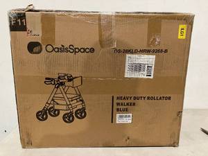 lot 272 image: OasisSpace Blue Heavy Duty Rollator Walker with Large Seat