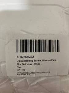 lot 276 image: Utopia Set of 4 White 18 x 18 Inch Bedding Stuffer Throw Pillows