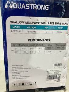 lot 281 image: Aquastrong 1.6HP 1320GPH 115V Stainless Steel Shallow Well Pump with Pressure Tank