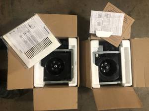 lot 9 image: Lot of 2 Panasonic Whisper Mighty Pick-A-Flow 7090 CFM CeilingWall Bathroom Exhaust Fan, Energy Star with 9 in. x 9 in. Grille Footprint  Customer Returns See Pictures