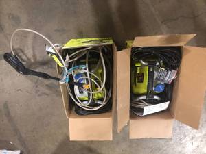lot 15 image: Lot of 2 RYOBI 1900 PSI 1.2 GPM Cold Water Wheeled Corded Electric Pressure Washer  Customer Returns See Pictures