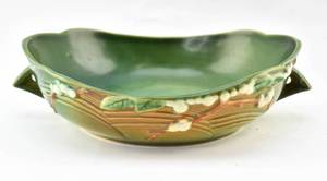 lot 217 image: Green Roseville Pottery Snowberry Bowl
